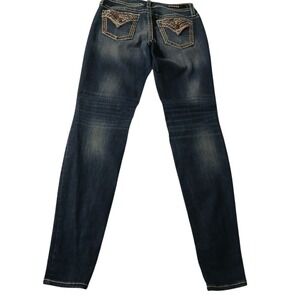 Vigoss Skinny Jeans Size 4  inseam 32 Denim Stretch Sequins Bling Mid-Rise #131C